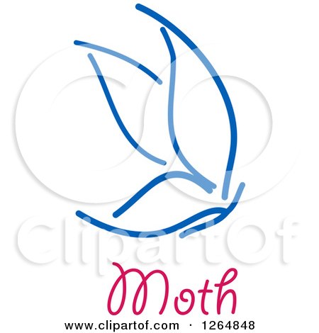 Clipart of a Blue Moth with Text - Royalty Free Vector Illustration by Vector Tradition SM