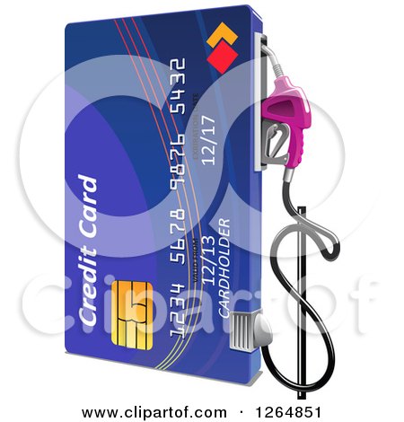 Clipart of a Blue Credit Card Gas Pump - Royalty Free Vector Illustration by Vector Tradition SM
