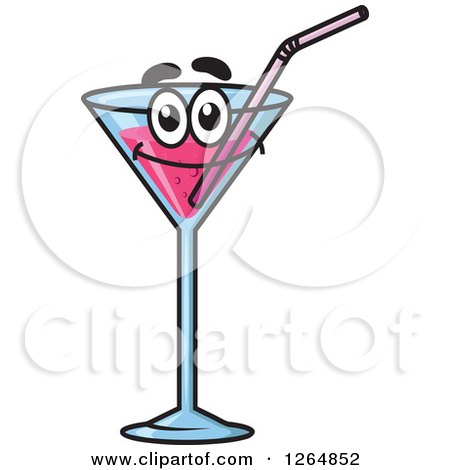 Clipart of a Pink Cocktail Character - Royalty Free Vector Illustration by Vector Tradition SM