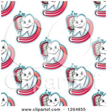 Clipart of a Seamless Tooth and Brush Background Pattern - Royalty Free Vector Illustration by Vector Tradition SM