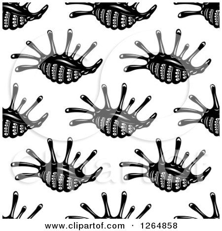 Clipart of a Seamless Background Pattern of Black and White Sea Shells - Royalty Free Vector Illustration by Vector Tradition SM