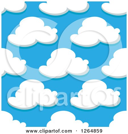 Clipart of a Seamless Pattern Background of Puffy Clouds in a Blue Sky - Royalty Free Vector Illustration by Vector Tradition SM