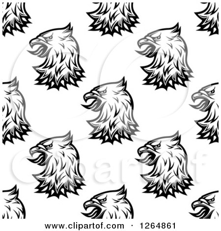 Clipart of a Seamless Background Pattern of Black and White Heraldic Eagles - Royalty Free Vector Illustration by Vector Tradition SM