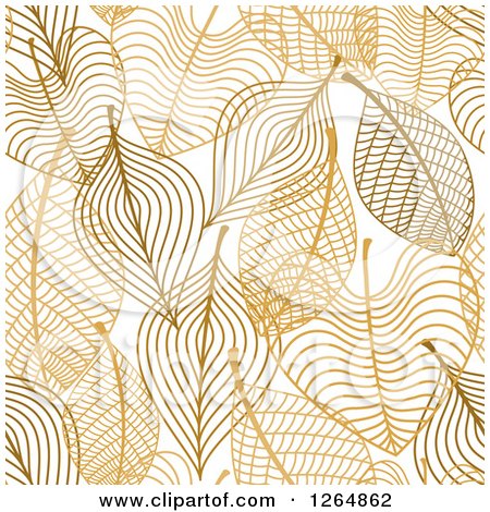 Clipart of a Seamless Background Pattern of Brown Skeleton Leaves - Royalty Free Vector Illustration by Vector Tradition SM