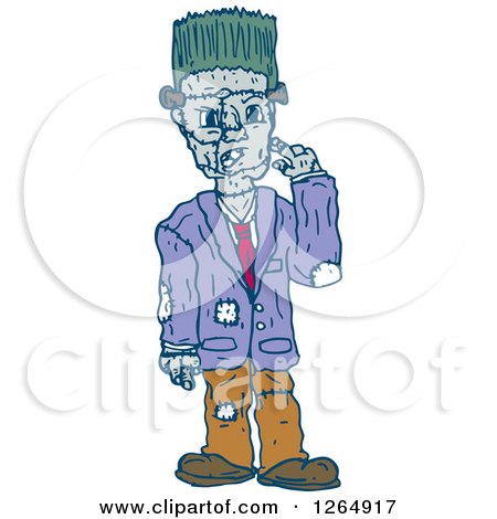 Clipart of a Standing Frankenstein - Royalty Free Vector Illustration by patrimonio