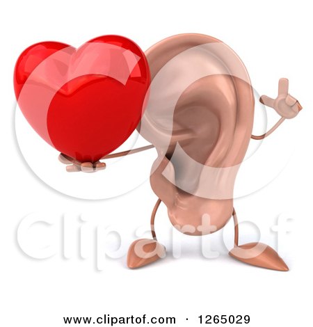 3d Ear Character Holding a Heart Posters, Art Prints by - Interior Wall