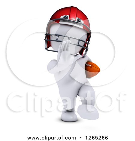 Clipart of a 3d White Man Football Player - Royalty Free Illustration by KJ Pargeter