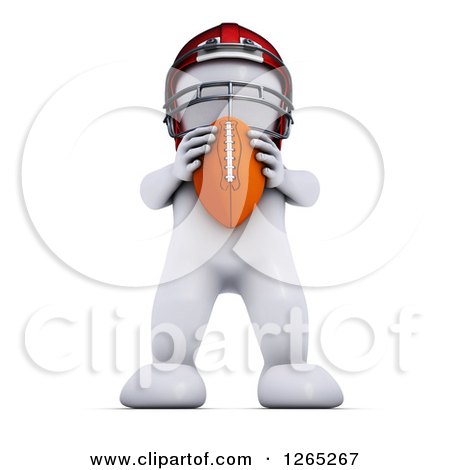 Clipart of a 3d White Man Holding a Football - Royalty Free Illustration by KJ Pargeter