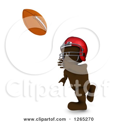 Clipart of a 3d Brown Man Playing Football - Royalty Free Illustration by KJ Pargeter