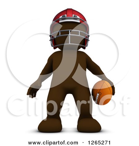 Clipart of a 3d Brown Man Holding a Football - Royalty Free Illustration by KJ Pargeter