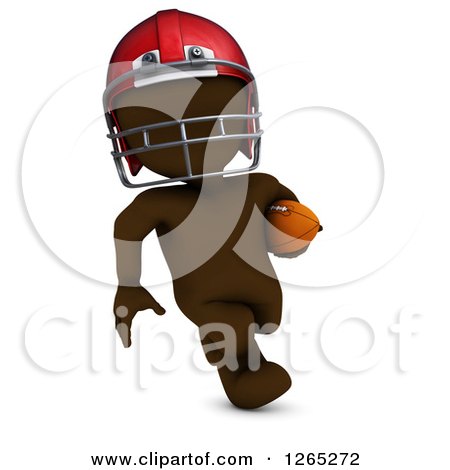 Clipart of a 3d Brown Man Running with a Football - Royalty Free Illustration by KJ Pargeter