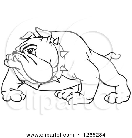 Clipart of a Black and White Aggressive Bulldog - Royalty Free Vector Illustration by Dennis Holmes Designs