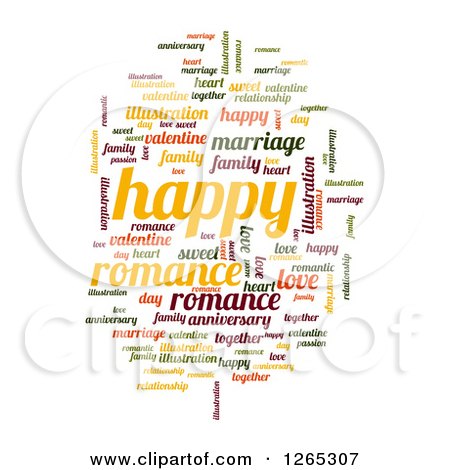 Clipart of a Colorful Romance Word Collage on White - Royalty Free Illustration by oboy