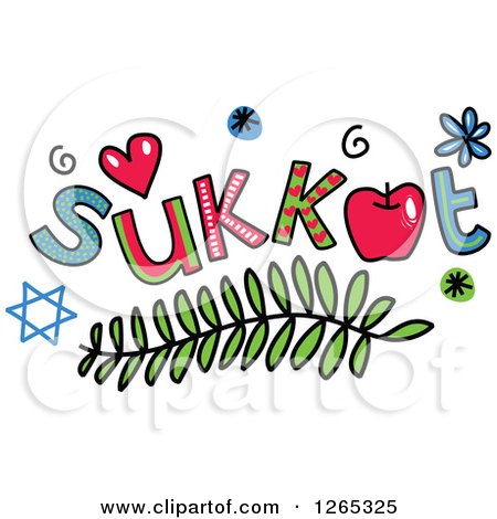 Clipart of Colorful Sketched Sukkot Text - Royalty Free Vector Illustration by Prawny