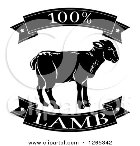 Clipart of Black and White 100 Percent Lamb Food Banners - Royalty Free Vector Illustration by AtStockIllustration