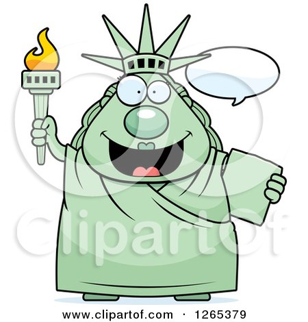 Clipart of a Chubby Statue of Liberty Talking - Royalty Free Vector Illustration by Cory Thoman