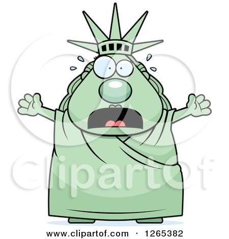 Clipart of a Scared Screaming Chubby Statue of Liberty - Royalty Free Vector Illustration by Cory Thoman