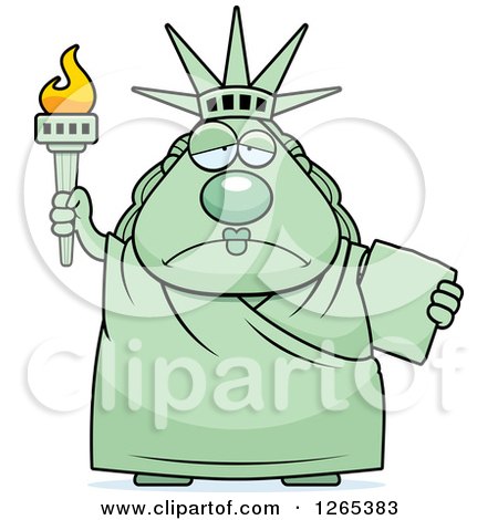 Clipart of a Depressed Chubby Statue of Liberty - Royalty Free Vector Illustration by Cory Thoman