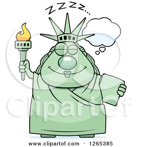 Clipart of a Chubby Dozing Statue of Liberty - Royalty Free Vector Illustration by Cory Thoman