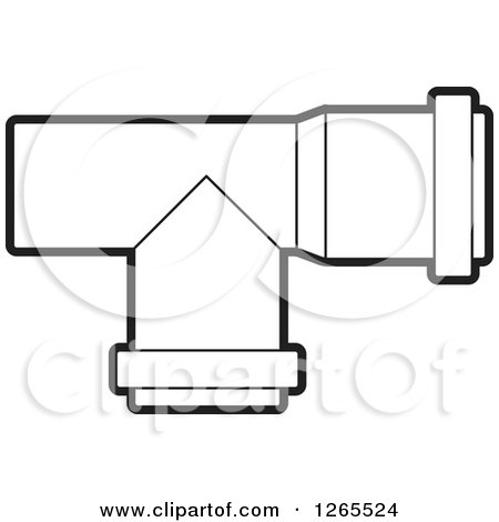Clipart of a Black and White Pvc Pipe Joint - Royalty Free Vector Illustration by Lal Perera
