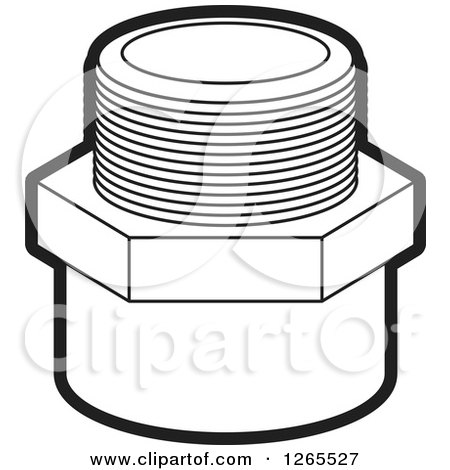Clipart of a Black and White Pvc Pipe Joint - Royalty Free Vector Illustration by Lal Perera