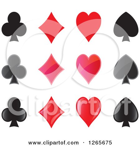 Clipart of Playing Card Suit Shapes - Royalty Free Vector Illustration by Frisko