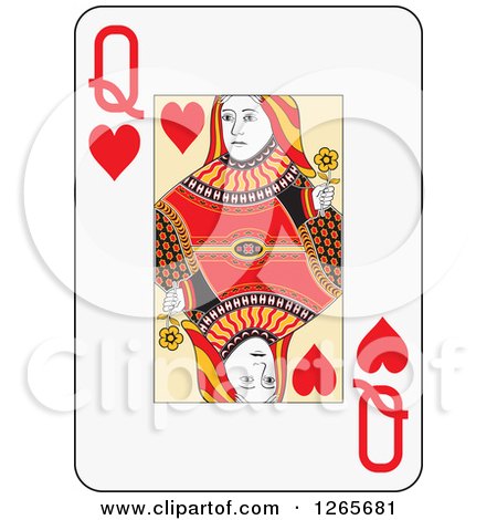 Clipart of a Queen of Hearts Playing Card - Royalty Free Vector Illustration by Frisko