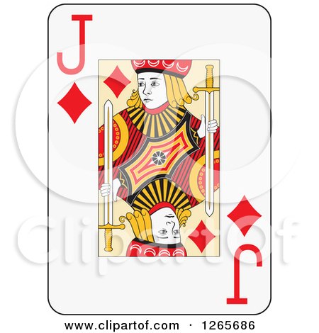Clipart of a Jack of Diamonds Playing Card - Royalty Free Vector Illustration by Frisko
