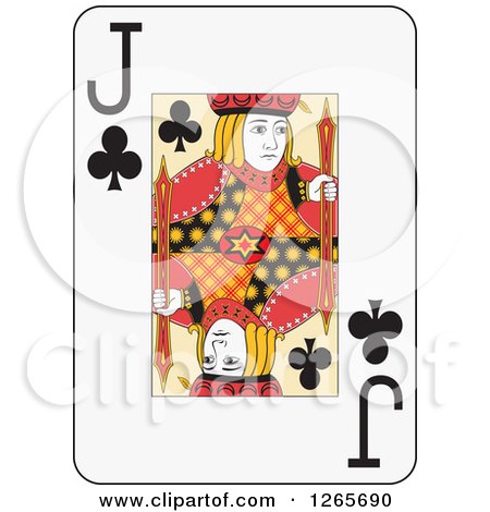 Clipart of a Jack of Clubs Playing Card - Royalty Free Vector Illustration by Frisko