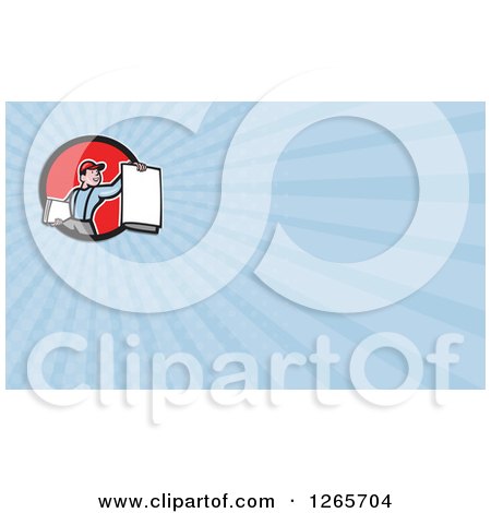 Clipart of a Newsboy Holding out a Paper Business Card Design - Royalty Free Illustration by patrimonio