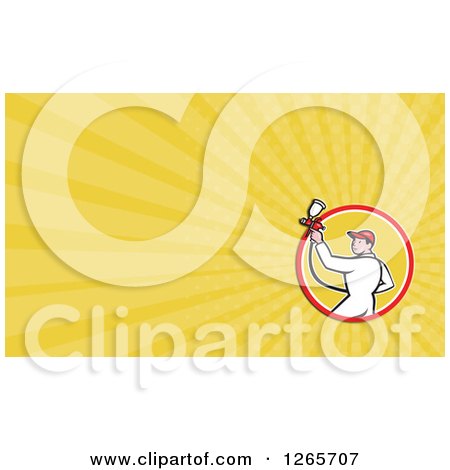 Clipart of a Male Painter Spraying Business Card Design - Royalty Free Illustration by patrimonio
