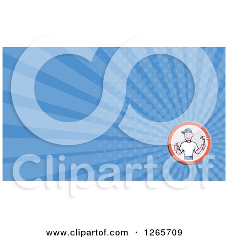 Clipart of a Male Painter Giving a Thumb up Business Card Design - Royalty Free Illustration by patrimonio