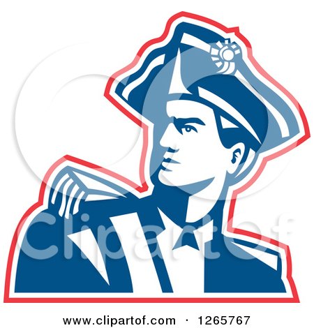 Clipart of a Red White and Blue American Revolution Patriot Soldier - Royalty Free Vector Illustration by patrimonio