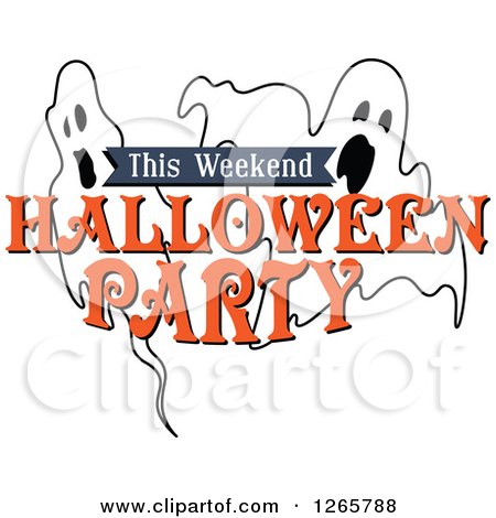 Clipart of Ghosts and This Weekend Halloween Party Text - Royalty Free Vector Illustration by Vector Tradition SM