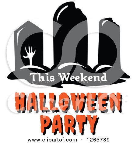 Clipart of a Zombie with This Weekend Halloween Party Text - Royalty Free Vector Illustration by Vector Tradition SM