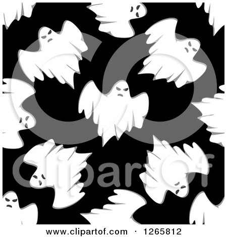Clipart of a Seamless Halloween Pattern Background of Ghosts - Royalty Free Vector Illustration by Vector Tradition SM
