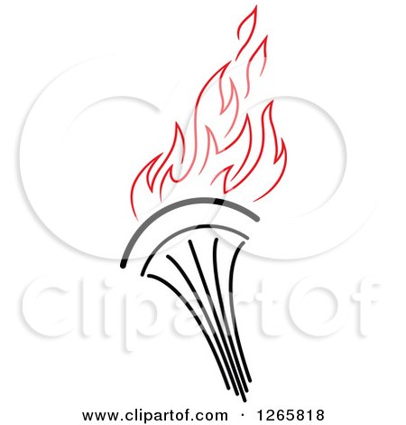 Clipart of a Black Handled Torch with Red Flames - Royalty Free Vector Illustration by Vector Tradition SM