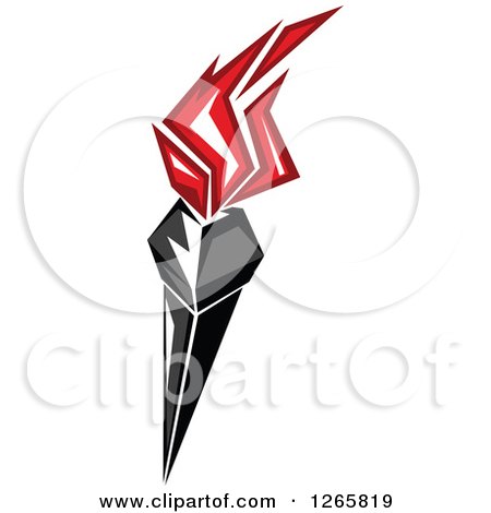 Clipart of a Black Handled Torch with Red Flames - Royalty Free Vector Illustration by Vector Tradition SM