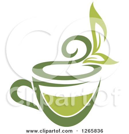 Clipart of a Cup of Green Tea with Leaves - Royalty Free Vector Illustration by Vector Tradition SM
