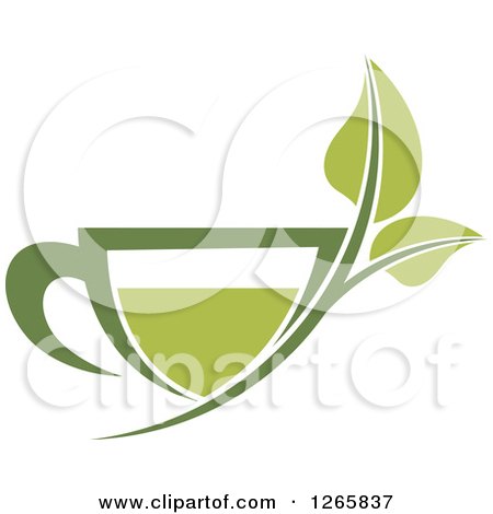 Clipart of a Cup of Green Tea with Leaves - Royalty Free Vector Illustration by Vector Tradition SM