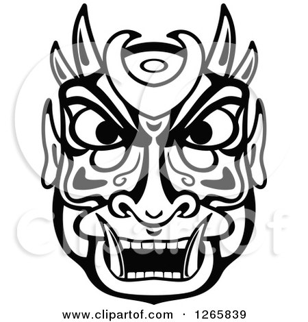Clipart of a Black and White Tribal Mask - Royalty Free Vector Illustration by Vector Tradition SM
