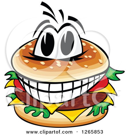 Clipart of a Grinning Cheeseburger - Royalty Free Vector Illustration by Vector Tradition SM