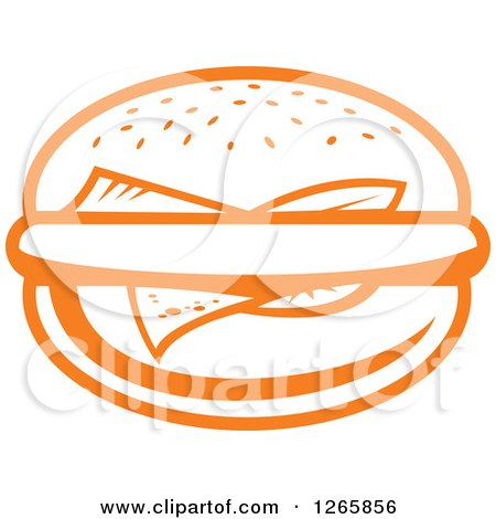 Clipart of a Sketched Orange Cheeseburger - Royalty Free Vector Illustration by Vector Tradition SM