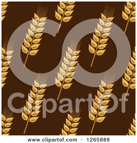 Clipart of a Seamless Background Pattern of Wheat on Brown - Royalty Free Vector Illustration by Vector Tradition SM