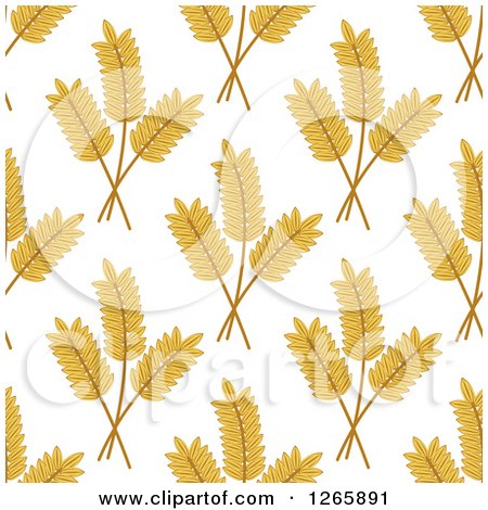 Clipart of a Seamless Background Pattern of Wheat on White - Royalty Free Vector Illustration by Vector Tradition SM
