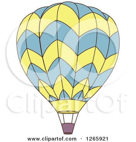 Clipart of a Blue and Yellow Hot Air Balloon - Royalty Free Vector Illustration by Vector Tradition SM