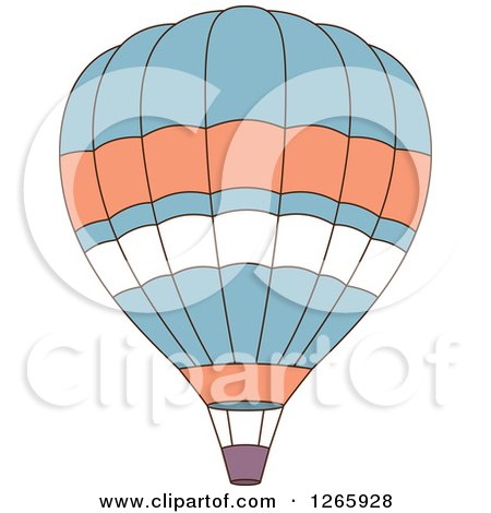 Clipart of a Blue Orange and White Hot Air Balloon - Royalty Free Vector Illustration by Vector Tradition SM