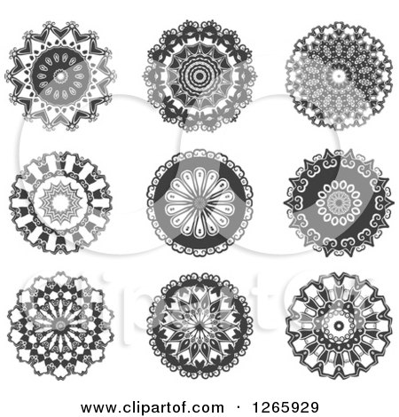 Clipart of Grayscale Lace Circles - Royalty Free Vector Illustration by Vector Tradition SM