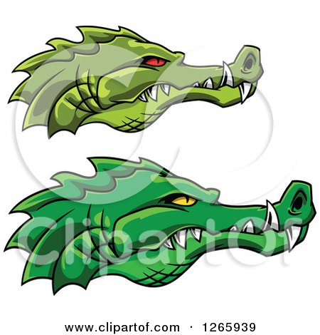 Clipart of Green Crocodile Faces in Profile - Royalty Free Vector Illustration by Vector Tradition SM