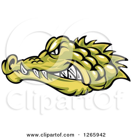 Clipart of an Aggressive Light Green Crocodile Face in Profile - Royalty Free Vector Illustration by Vector Tradition SM